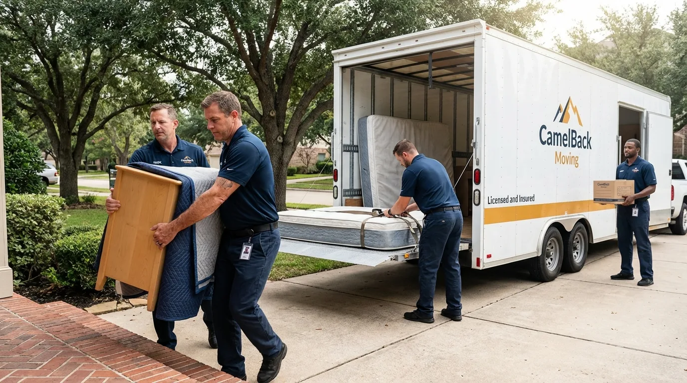 Crew loading residential truck for cross-state move from Logansport, IN
