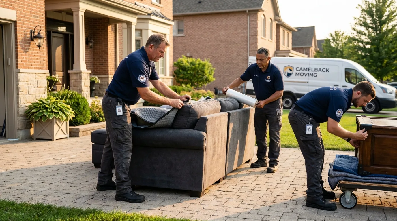 Large estate moving crew wrapping furniture in Logansport, IN